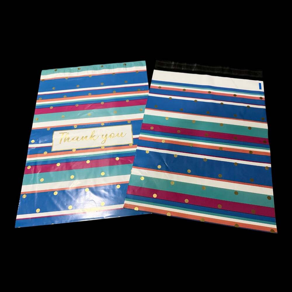 (10) 10 x 13 ‘Thank You’ Stripe Self-Sealing Poly Mailers Shipping Envelopes